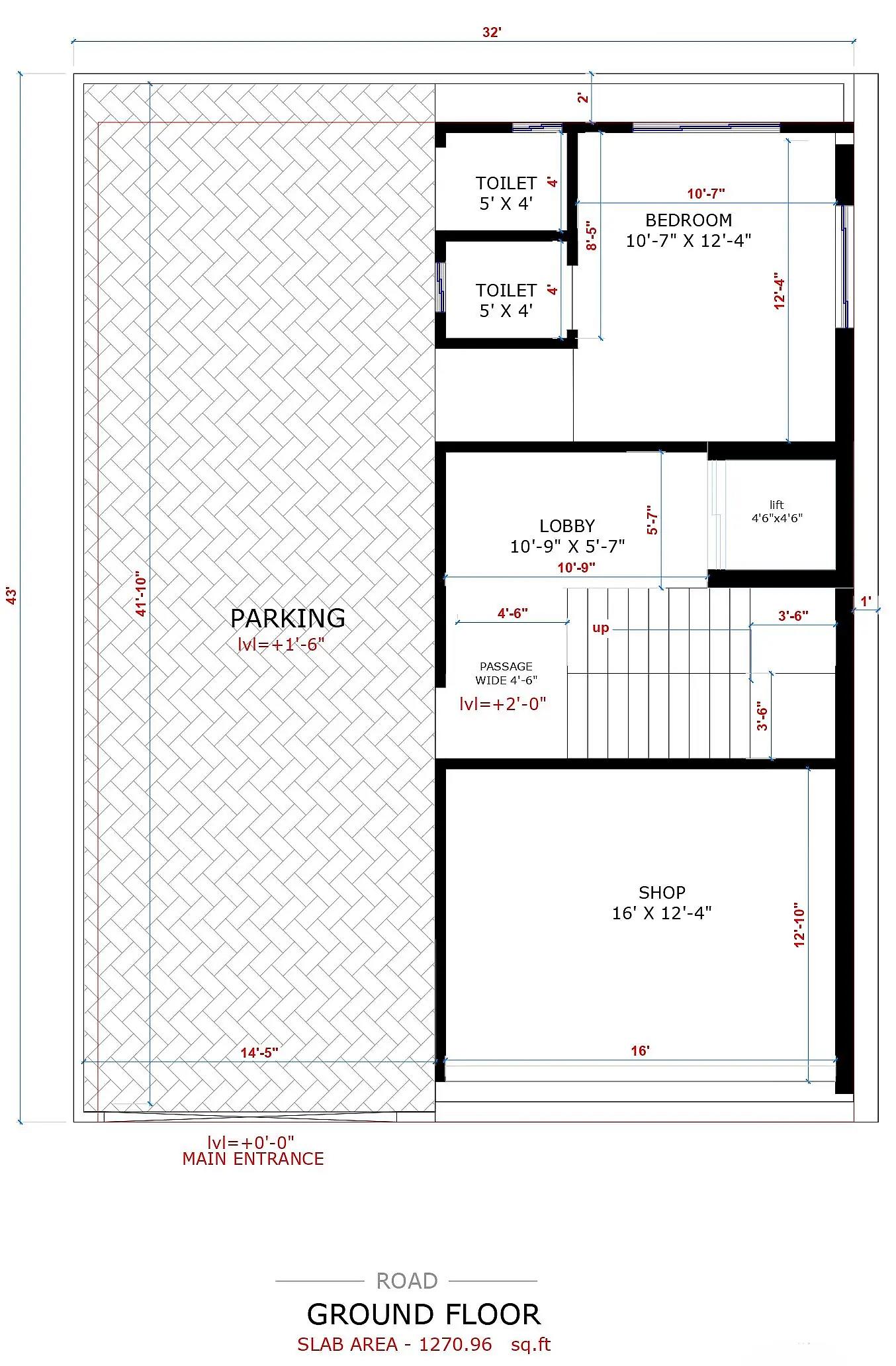 32X43 Residential House with Rental House plan- 1376 sqft Residential house design At Sangamner thumbnail 2 — Project ID 8548