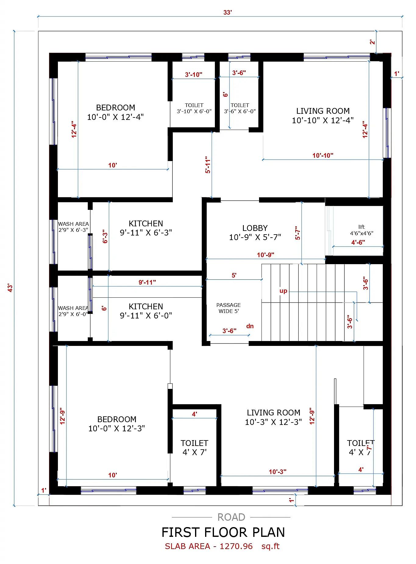 32X43 Residential House with Rental House plan- 1376 sqft Residential house design At Sangamner thumbnail 3 — Project ID 8548