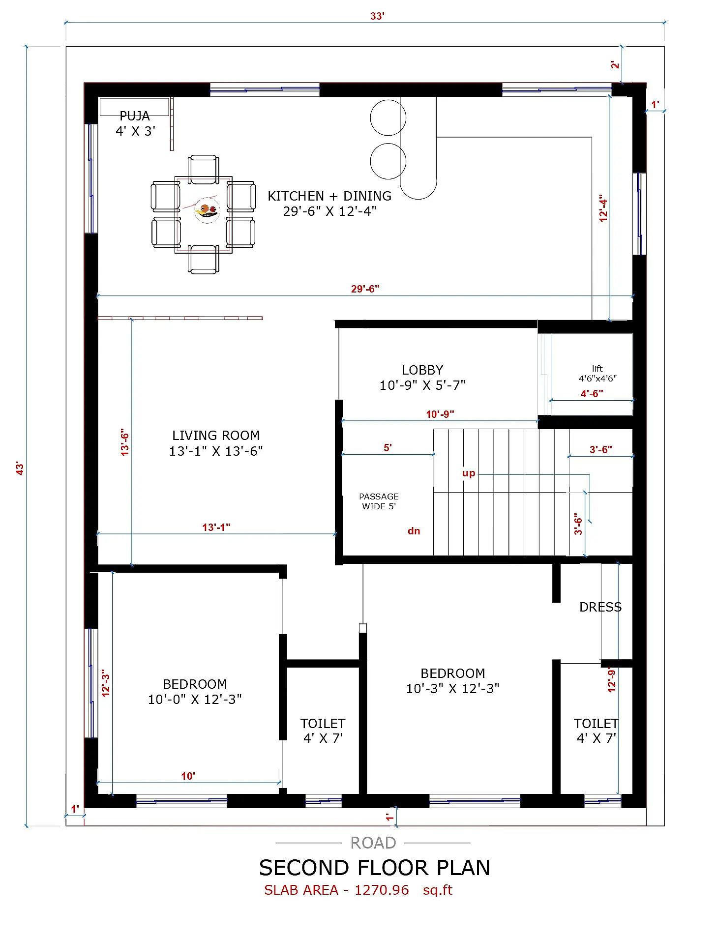 32X43 Residential House with Rental House plan- 1376 sqft Residential house design At Sangamner thumbnail 4 — Project ID 8548
